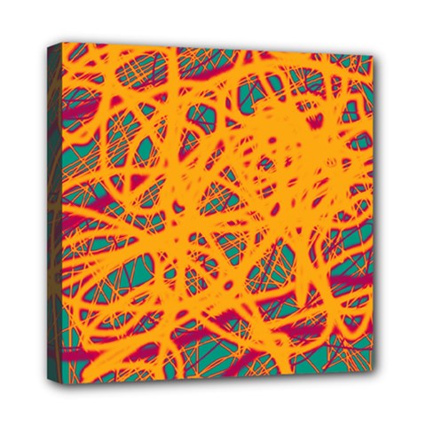 Orange Neon Chaos Mini Canvas 8  X 8  by Valentinaart