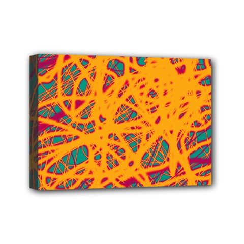 Orange Neon Chaos Mini Canvas 7  X 5  by Valentinaart