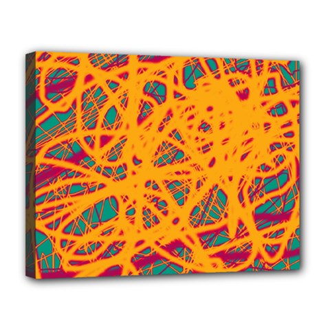 Orange Neon Chaos Canvas 14  X 11  by Valentinaart