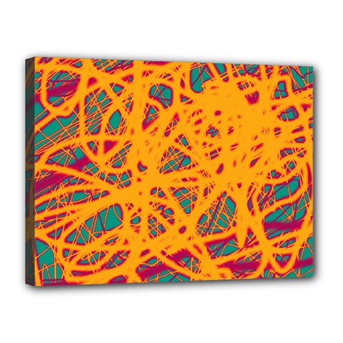 Orange Neon Chaos Canvas 16  X 12  by Valentinaart