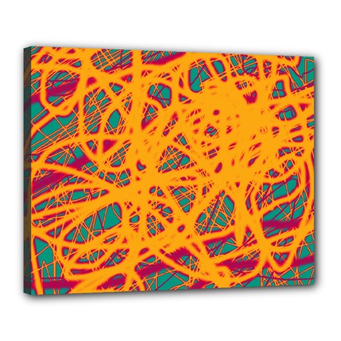 Orange Neon Chaos Canvas 20  X 16  by Valentinaart