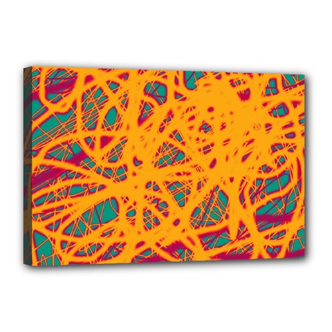 Orange Neon Chaos Canvas 18  X 12  by Valentinaart