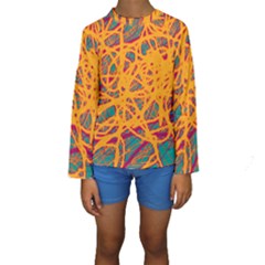 Orange Neon Chaos Kid s Long Sleeve Swimwear