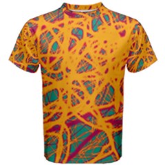 Orange Neon Chaos Men s Cotton Tee by Valentinaart