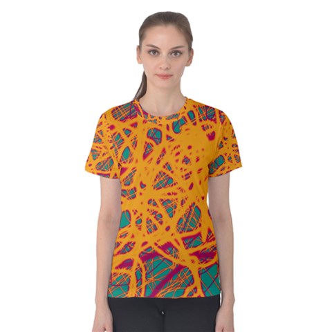 Orange Neon Chaos Women s Cotton Tee by Valentinaart