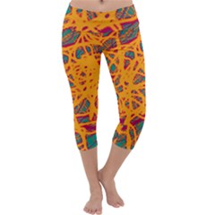 Orange Neon Chaos Capri Yoga Leggings