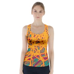 Orange Neon Chaos Racer Back Sports Top