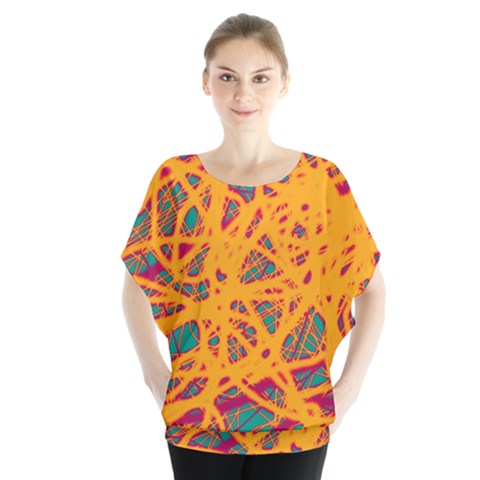 Orange Neon Chaos Blouse by Valentinaart