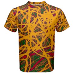 Yellow Neon Chaos Men s Cotton Tee by Valentinaart