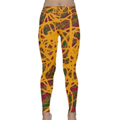 Yellow Neon Chaos Yoga Leggings  by Valentinaart