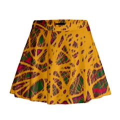 Yellow Neon Chaos Mini Flare Skirt