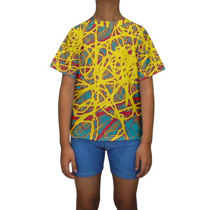 Yellow neon Kid s Short Sleeve Swimwear