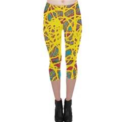 Yellow Neon Capri Leggings 