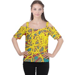 Yellow Neon Women s Cutout Shoulder Tee