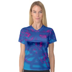 Deep Blue Women s V-neck Sport Mesh Tee