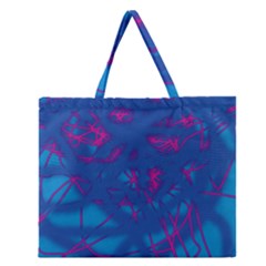 Deep Blue Zipper Large Tote Bag