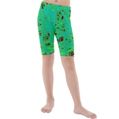 Green Neon Kid s Mid Length Swim Shorts