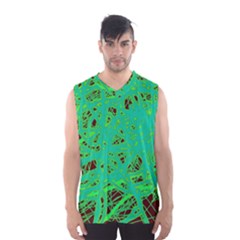 Green Neon Men s Basketball Tank Top by Valentinaart