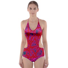 Red Neon Cut-out One Piece Swimsuit