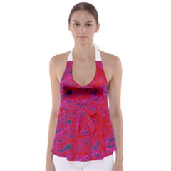 Red Neon Babydoll Tankini Top