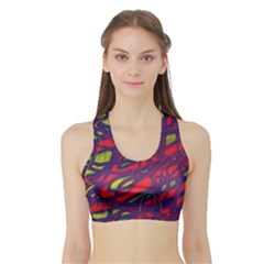 Abstract High Art Sports Bra With Border by Valentinaart