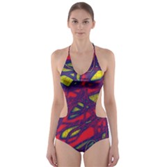 Abstract High Art Cut-out One Piece Swimsuit