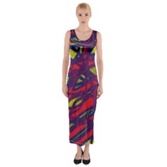 Abstract High Art Fitted Maxi Dress