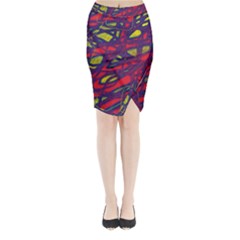 Abstract High Art Midi Wrap Pencil Skirt