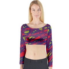 Abstract High Art Long Sleeve Crop Top