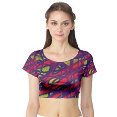 Abstract High Art Short Sleeve Crop Top (tight Fit)