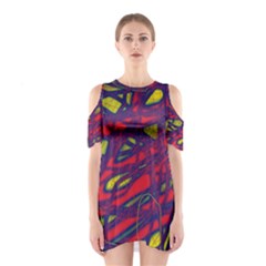 Abstract High Art Cutout Shoulder Dress