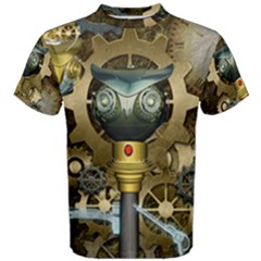 Steampunk, Awesome Owls With Clocks And Gears Men s Cotton Tee