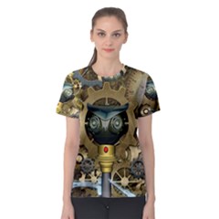 Steampunk, Awesome Owls With Clocks And Gears Women s Sport Mesh Tee