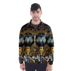 Steampunk, Awesome Owls With Clocks And Gears Wind Breaker (men) by FantasyWorld7