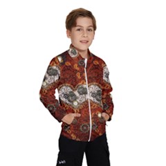 Steampunk, Wonderful Heart With Clocks And Gears On Red Background Wind Breaker (kids)