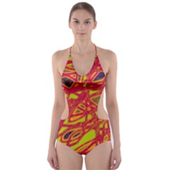 Orange Neon Cut-out One Piece Swimsuit