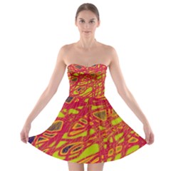 Orange Neon Strapless Dresses