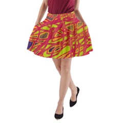 Orange Neon A-line Pocket Skirt