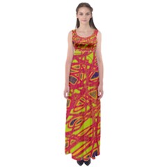 Orange Neon Empire Waist Maxi Dress