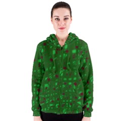 Green  Women s Zipper Hoodie