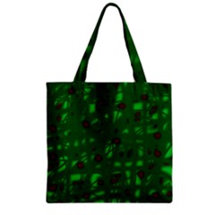 Green  Zipper Grocery Tote Bag by Valentinaart