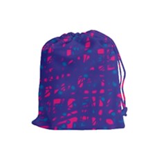 Blue And Pink Neon Drawstring Pouches (large)  by Valentinaart