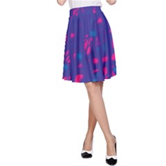 Blue And Pink Neon A-line Skirt