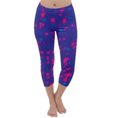 Blue And Pink Neon Capri Winter Leggings 