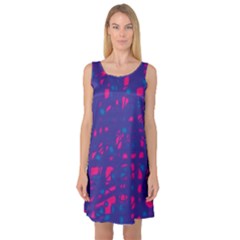 Blue And Pink Neon Sleeveless Satin Nightdress