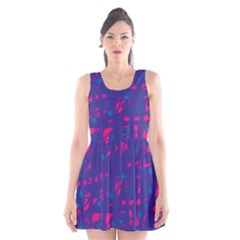 Blue And Pink Neon Scoop Neck Skater Dress