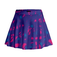 Blue And Pink Neon Mini Flare Skirt