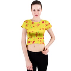 Yellow And Red Crew Neck Crop Top