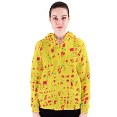 Yellow And Red Women s Zipper Hoodie by Valentinaart