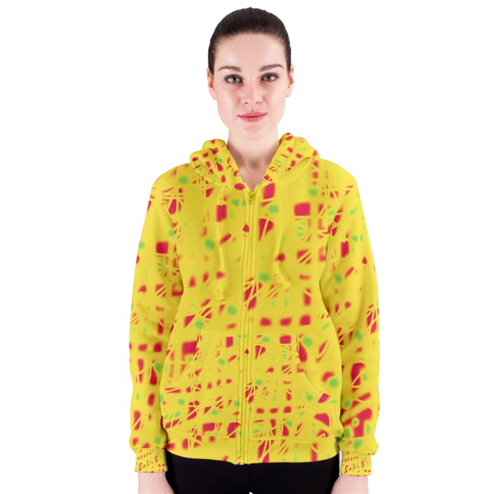 Yellow and red Women s Zipper Hoodie